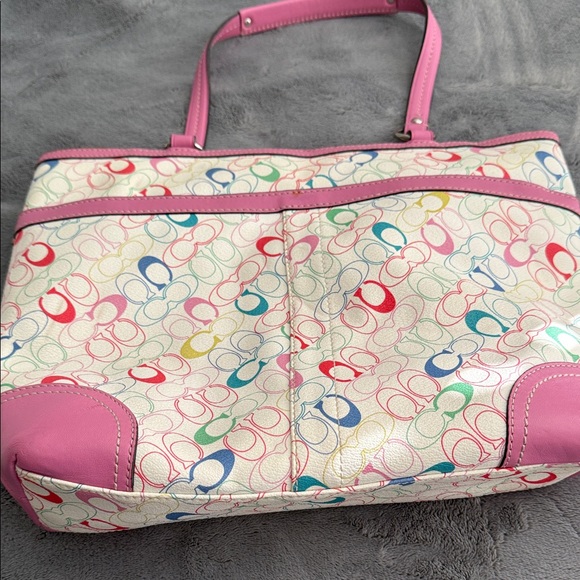 Coach Multicolor Signature Tote with Pink Trim - Picture 8 of 8